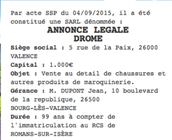 annonce legale drome